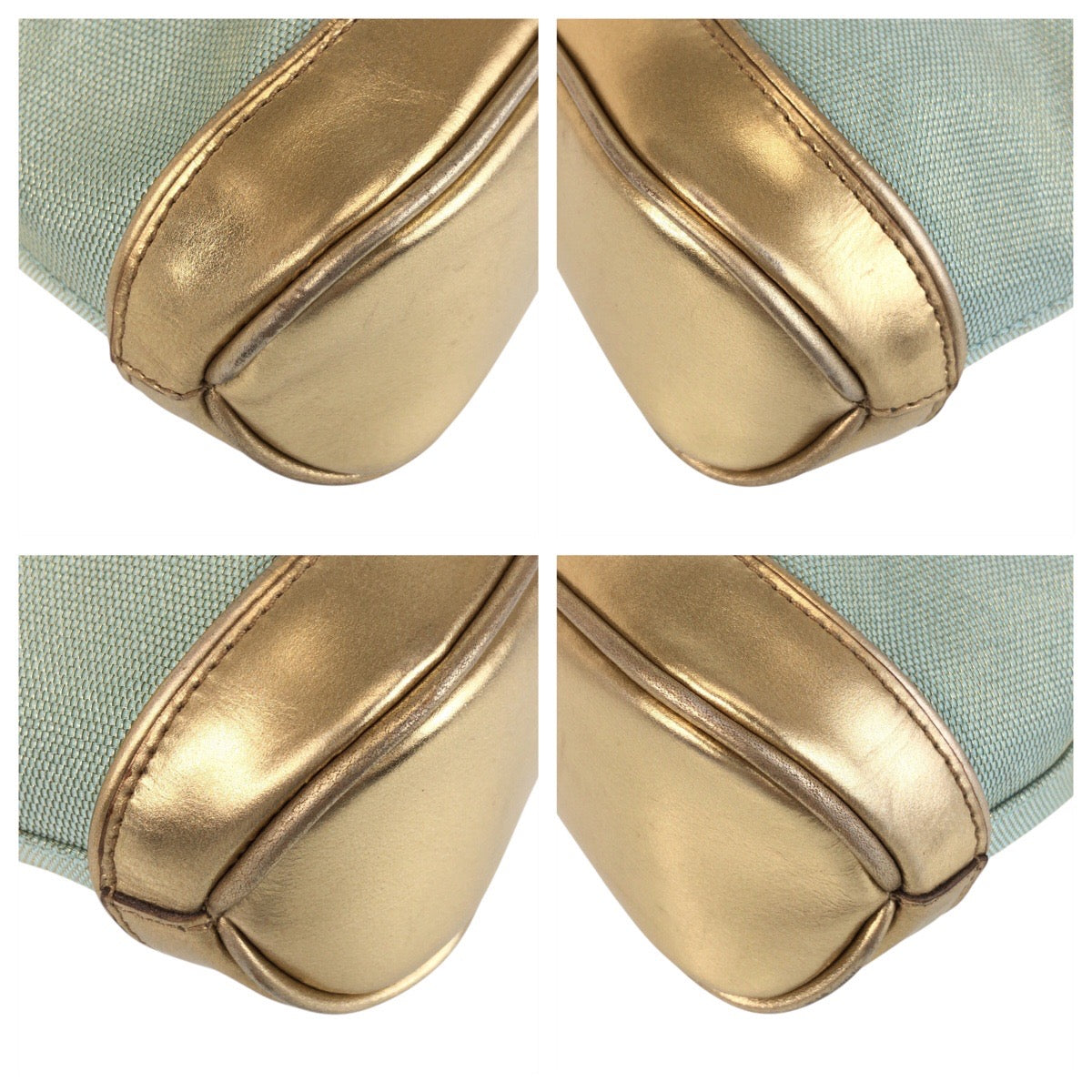 GUCCI Handbag 0391133 Canvas, Leather Mint Green Gold Handbag accessory pouch Women Used