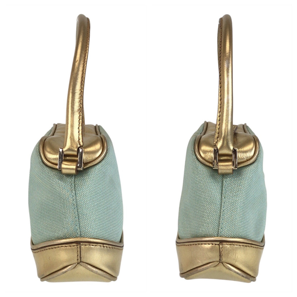 GUCCI Handbag 0391133 Canvas, Leather Mint Green Gold Handbag accessory pouch Women Used