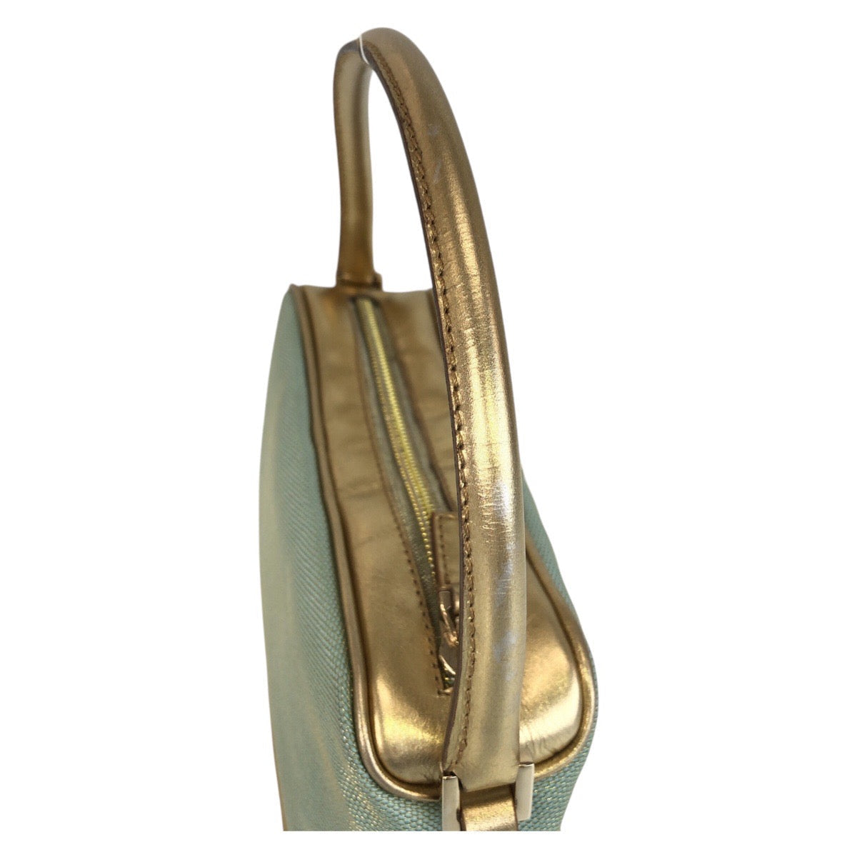 GUCCI Handbag 0391133 Canvas, Leather Mint Green Gold Handbag accessory pouch Women Used