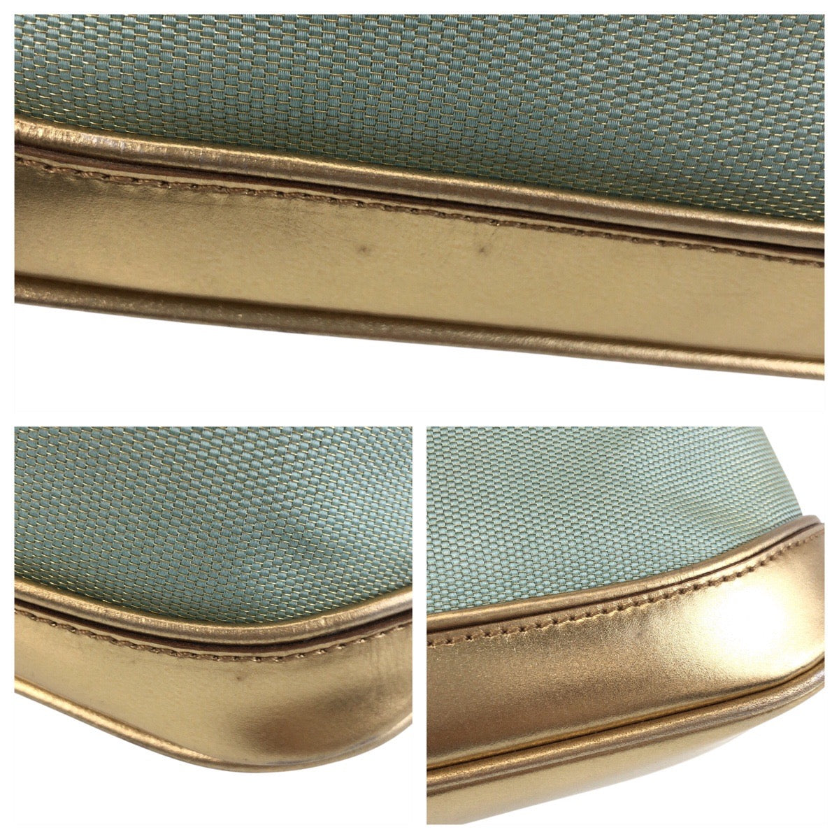 GUCCI Handbag 0391133 Canvas, Leather Mint Green Gold Handbag accessory pouch Women Used