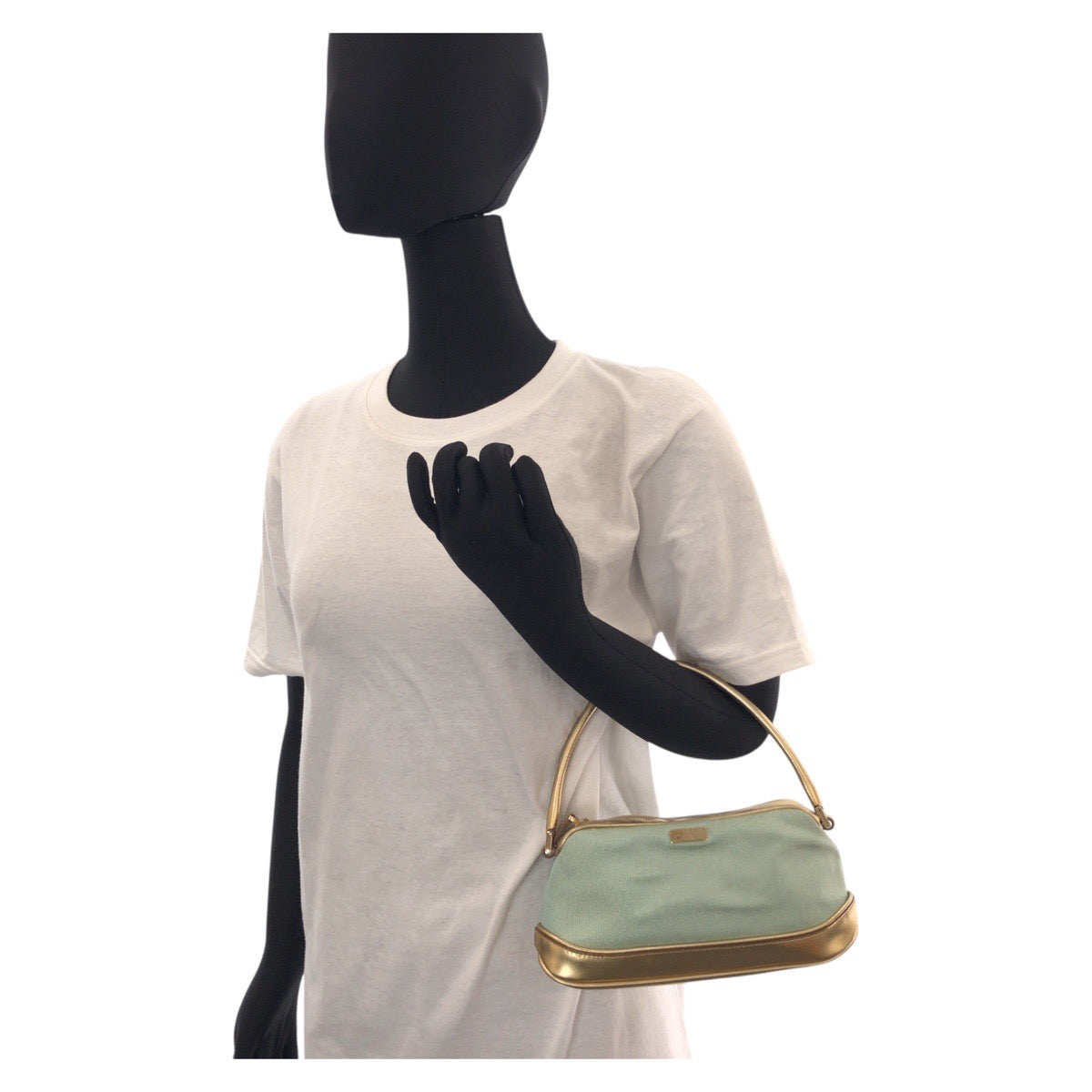 GUCCI Handbag 0391133 Canvas, Leather Mint Green Gold Handbag accessory pouch Women Used