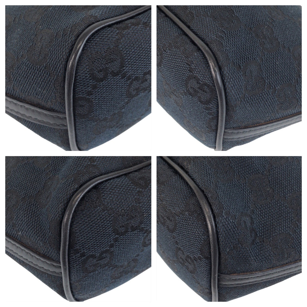 GUCCI Handbag 039 1103 GG canvas, leather Navy Black Handbag accessory pouch Women Used