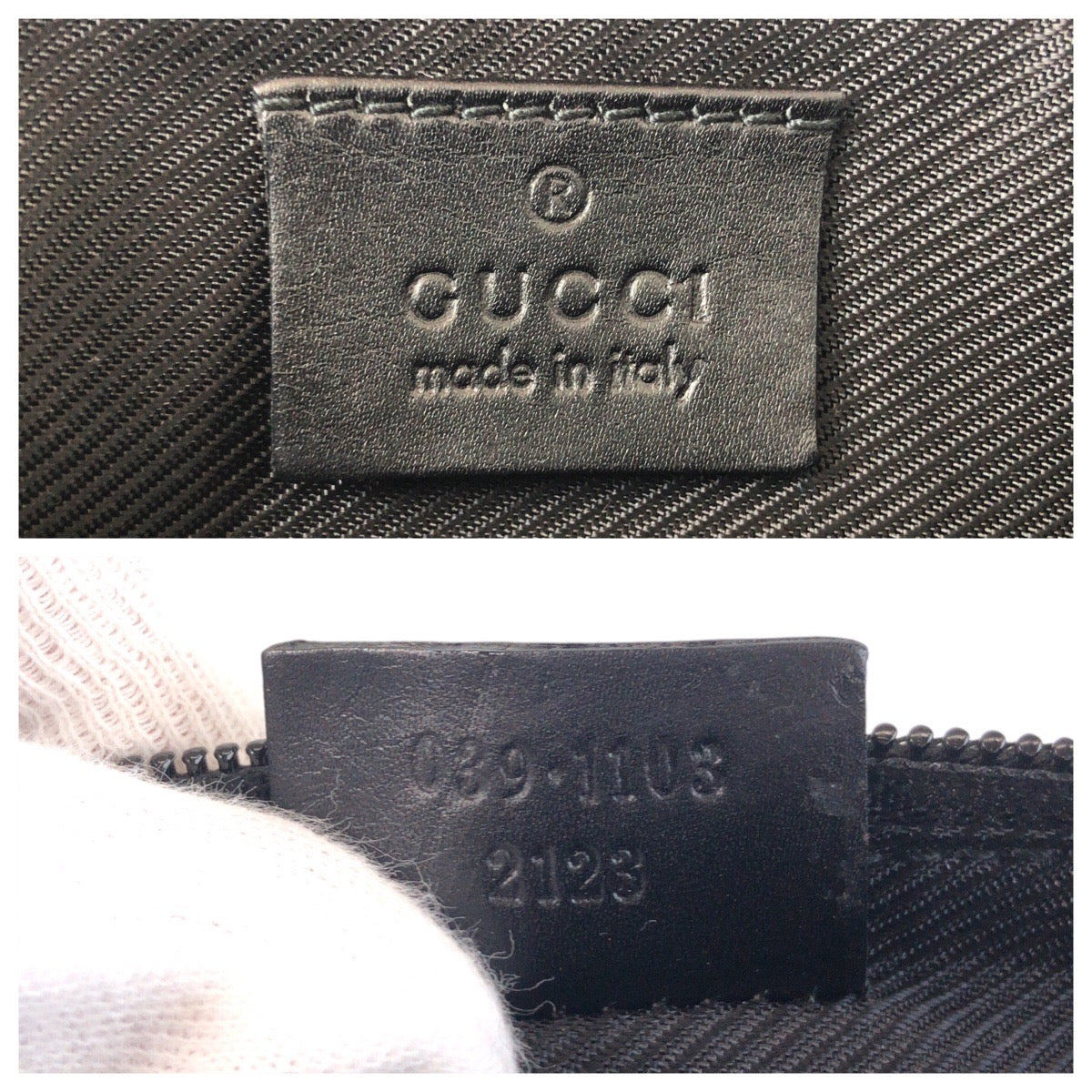 GUCCI Handbag 039 1103 GG canvas, leather Navy Black Handbag accessory pouch Women Used