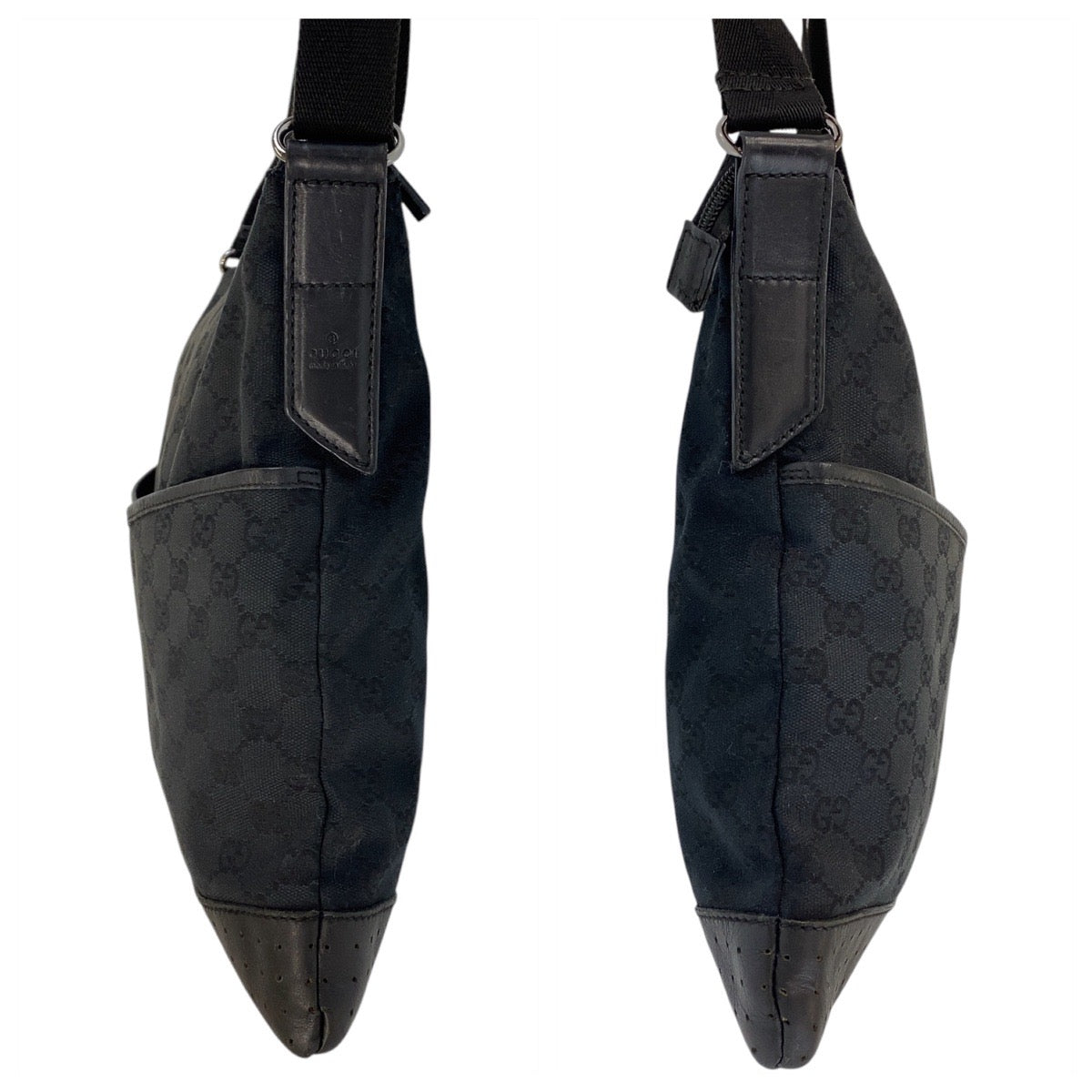 GUCCI Shoulder Bag 145355 GG canvas, leather Black black Shoulder Bag Messenger bag Women Used