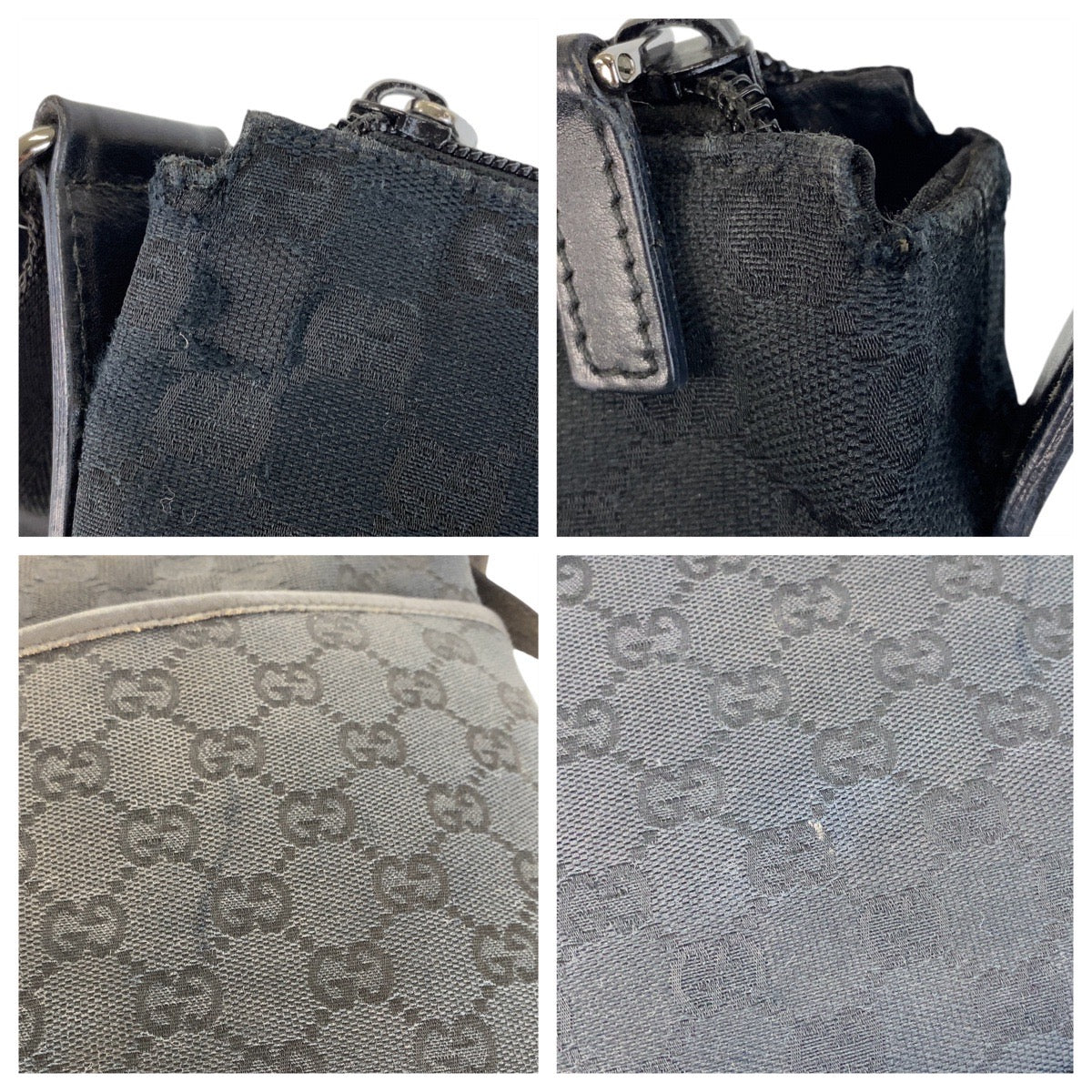 GUCCI Shoulder Bag 145355 GG canvas, leather Black black Shoulder Bag Messenger bag Women Used