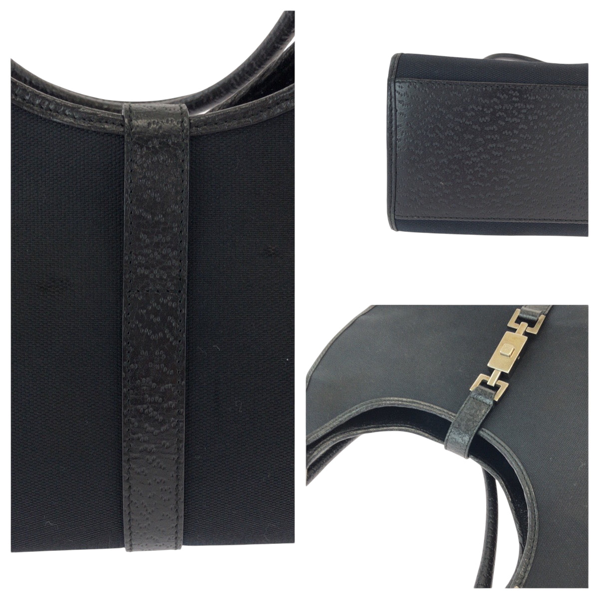 GUCCI Shoulder Bag 002 1067 GG canvas Black SilverMetal Hobo One Shoulder Bag Jackie Women Used