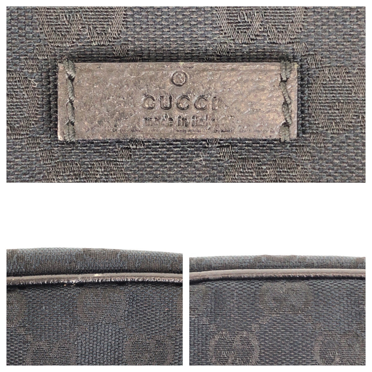 GUCCI Shoulder Bag 122759 GG canvas Black SilverMetal Crossbody Shoulder Bag Unisex Women Used