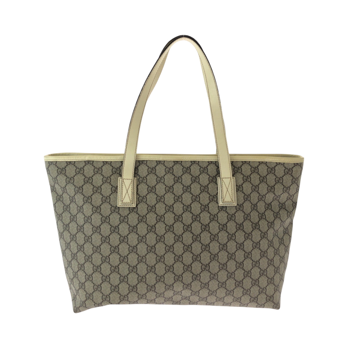GUCCI Tote Bag 211137 PVC Beige Ivory SilverMetal Tote Bag Shoulder Bag GG plus Women Used