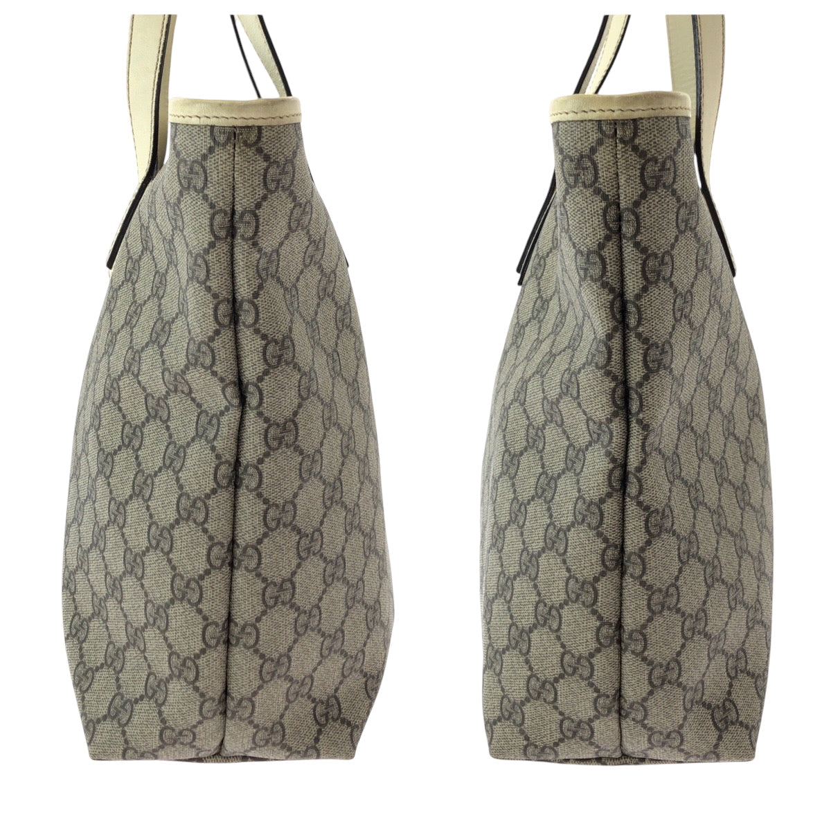GUCCI Tote Bag 211137 PVC Beige Ivory SilverMetal Tote Bag Shoulder Bag GG plus Women Used