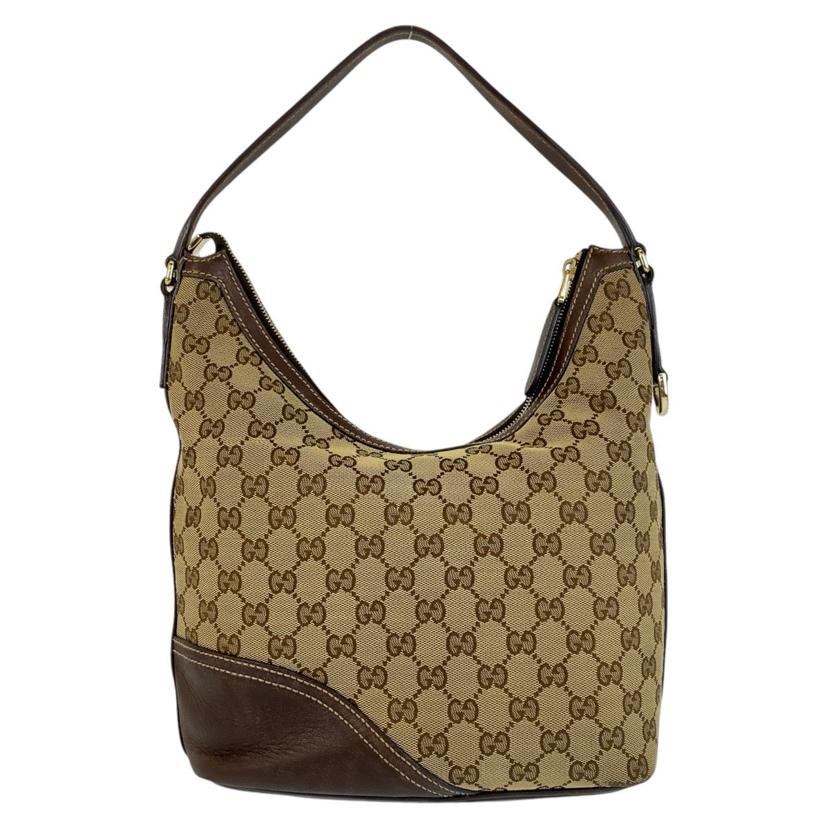 GUCCI Shoulder Bag 182491 GG canvas, leather Beige Brown Gold Metal Interlocking Women Used
