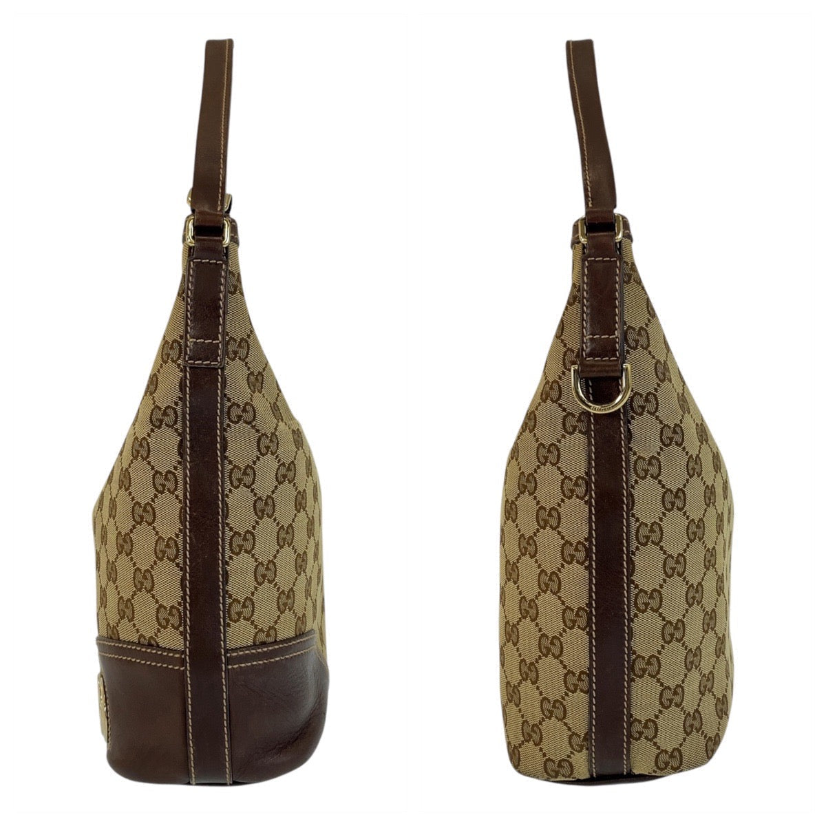 GUCCI Shoulder Bag 182491 GG canvas, leather Beige Brown Gold Metal Interlocking Women Used