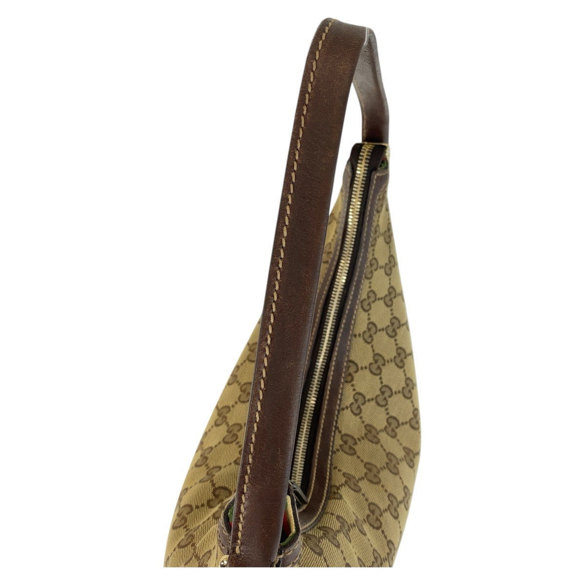 GUCCI Shoulder Bag 182491 GG canvas, leather Beige Brown Gold Metal Interlocking Women Used