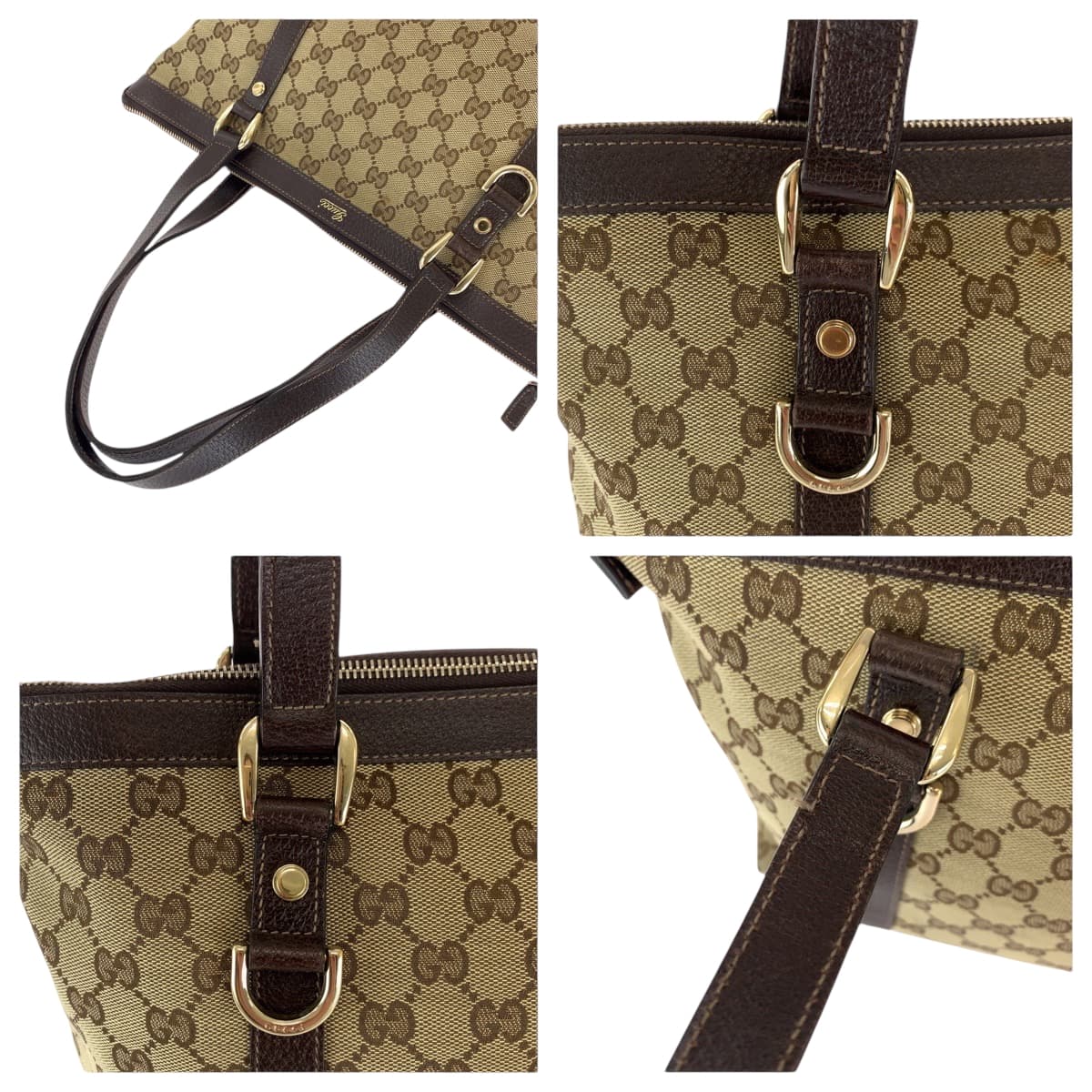 GUCCI Tote Bag 141470 GG canvas Brown beige Tote Bag Shoulder Bag Women Used