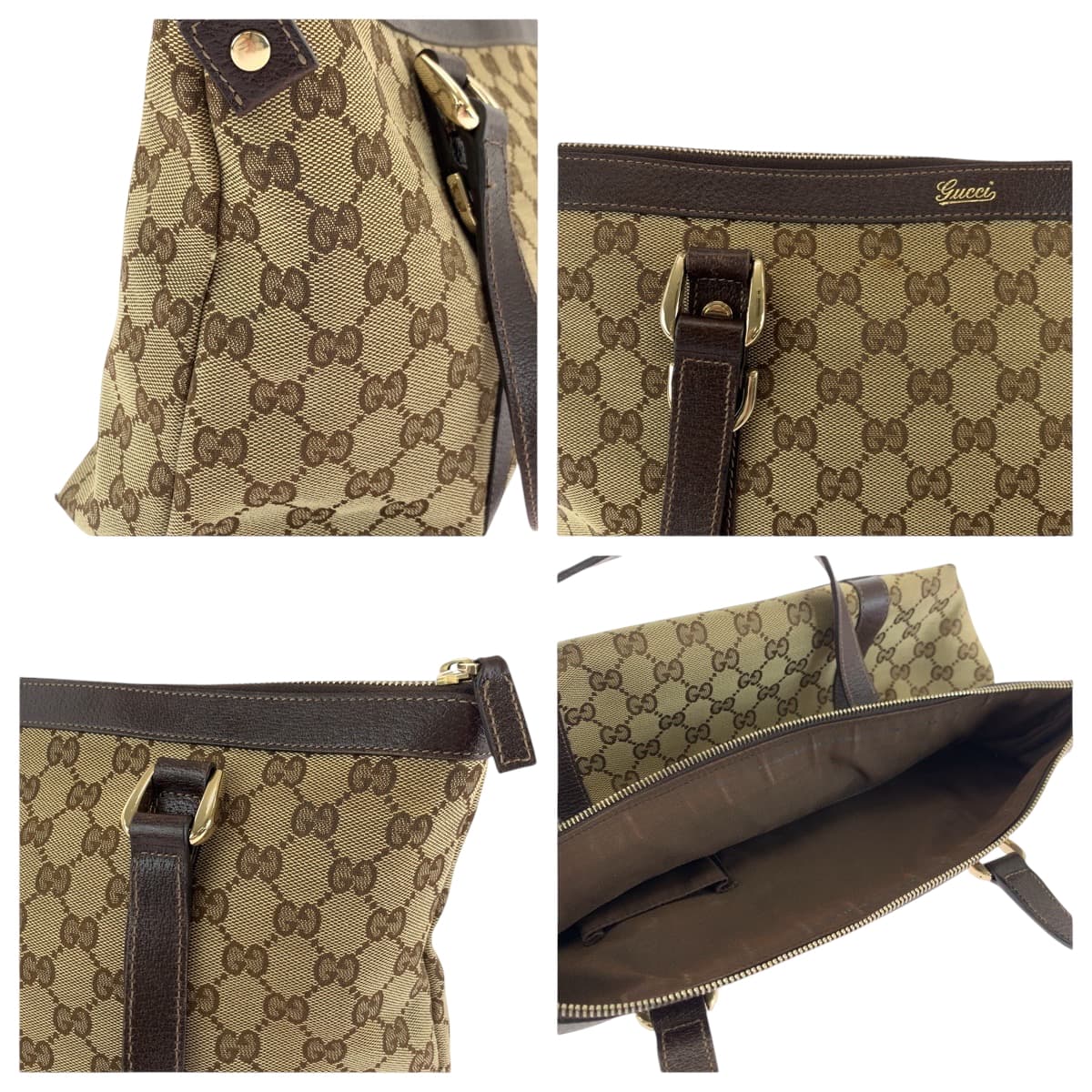 GUCCI Tote Bag 141470 GG canvas Brown beige Tote Bag Shoulder Bag Women Used