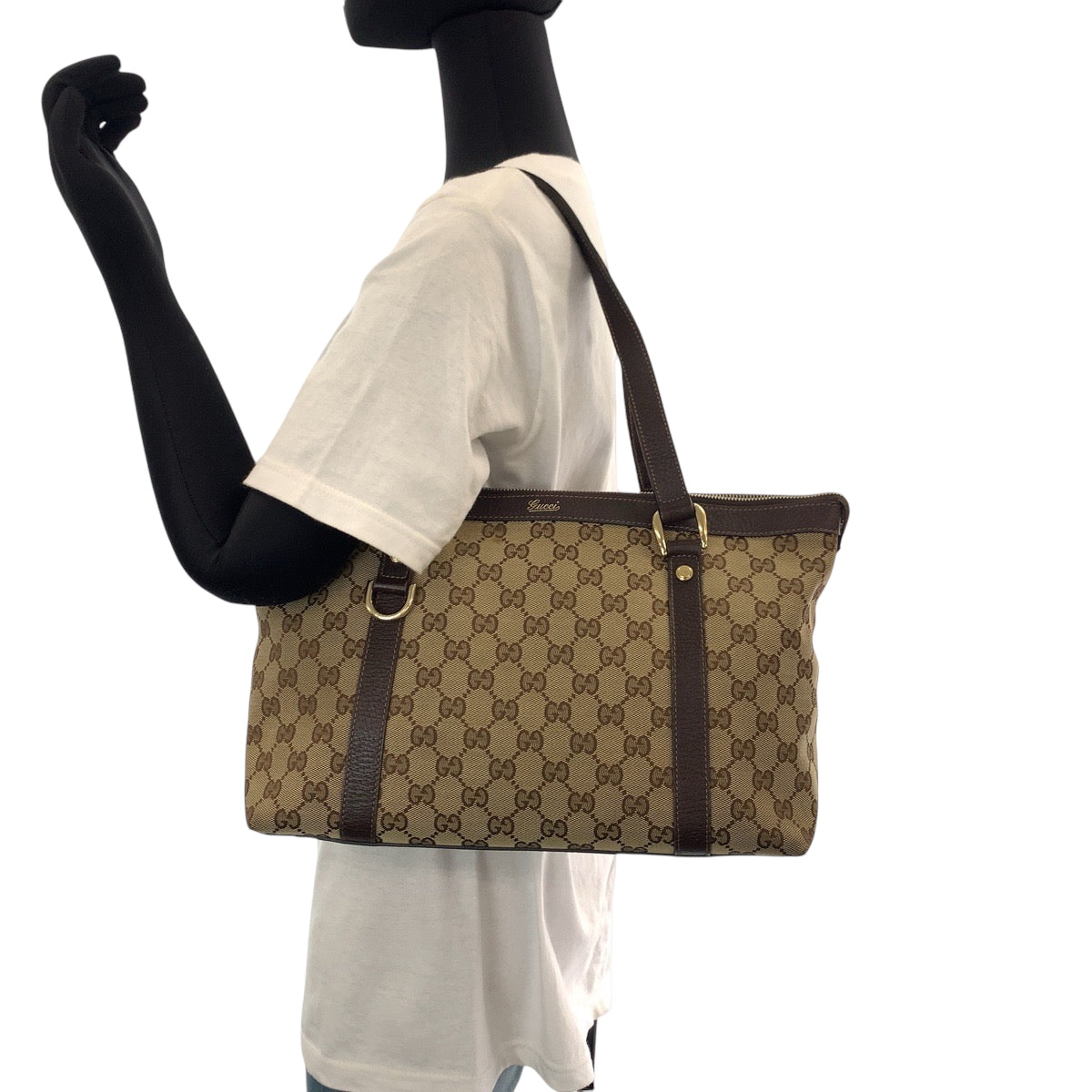 GUCCI Tote Bag 141470 GG canvas Brown beige Tote Bag Shoulder Bag Women Used