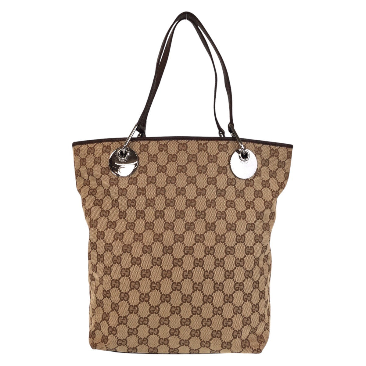 GUCCI Tote Bag 120336 GG canvas, leather Beige brown Tote Bag Shoulder Bag Women Used