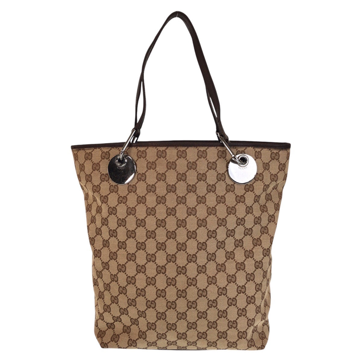 GUCCI Tote Bag 120336 GG canvas, leather Beige brown Tote Bag Shoulder Bag Women Used