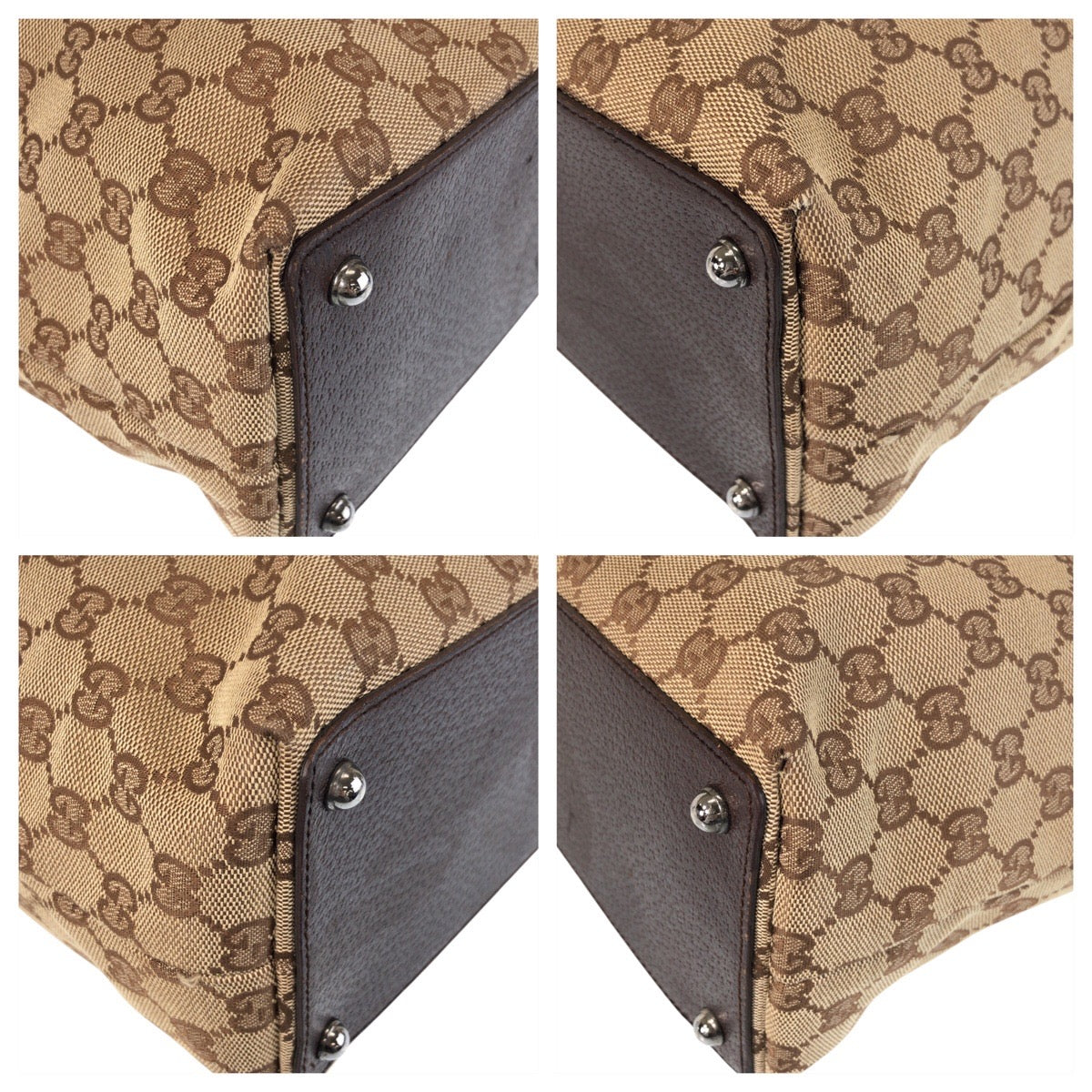 GUCCI Tote Bag 120336 GG canvas, leather Beige brown Tote Bag Shoulder Bag Women Used