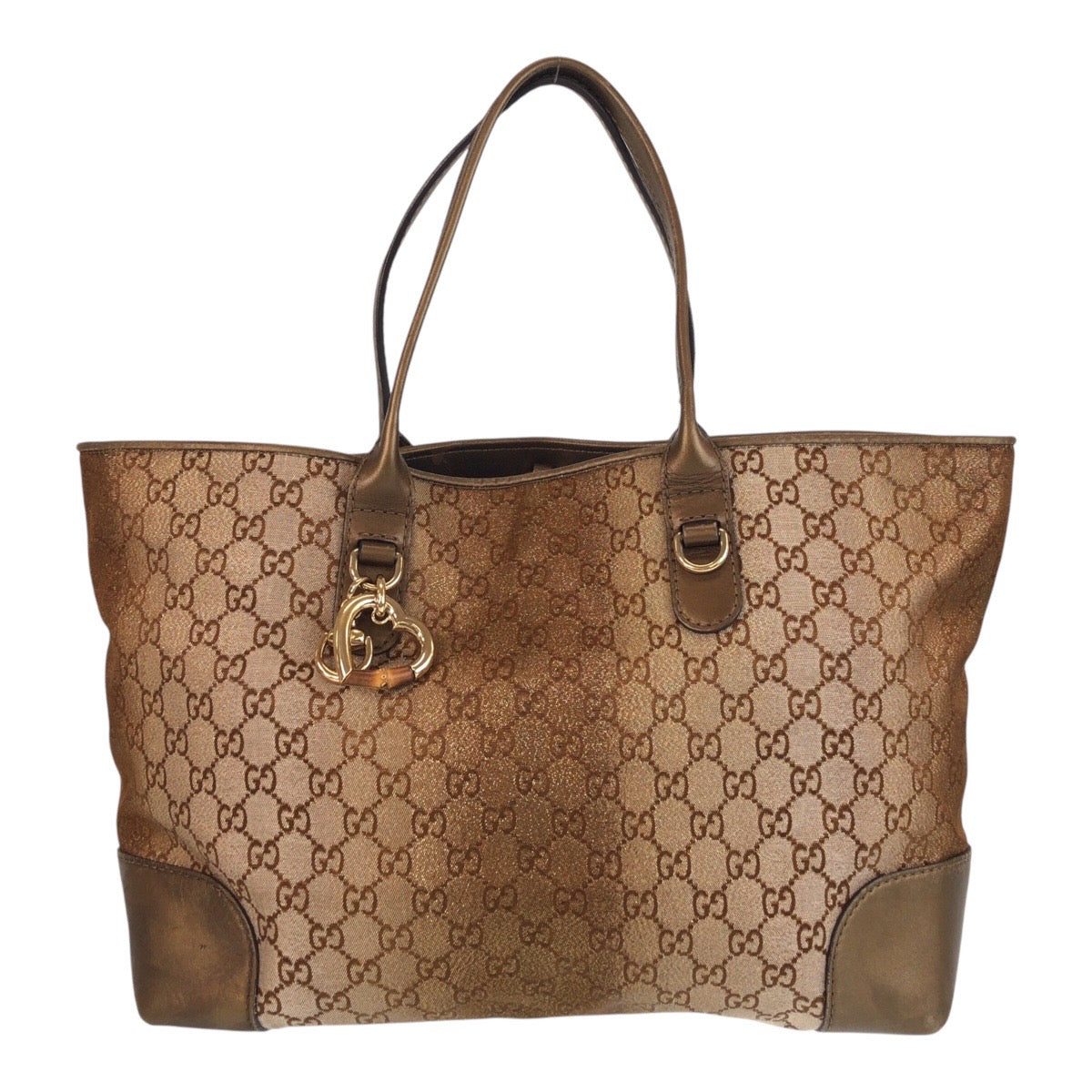 GUCCI Tote Bag 269956 GG canvas, leather Brown Gold Metal Tote Bag Shoulder Bag Women Used