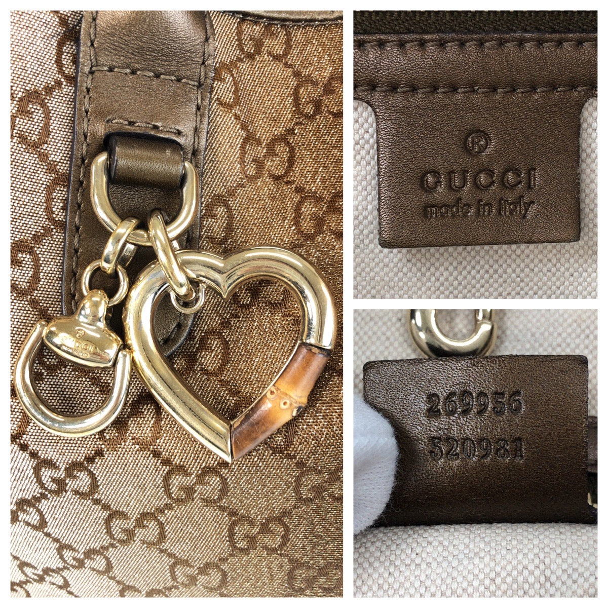 GUCCI Tote Bag 269956 GG canvas, leather Brown Gold Metal Tote Bag Shoulder Bag Women Used