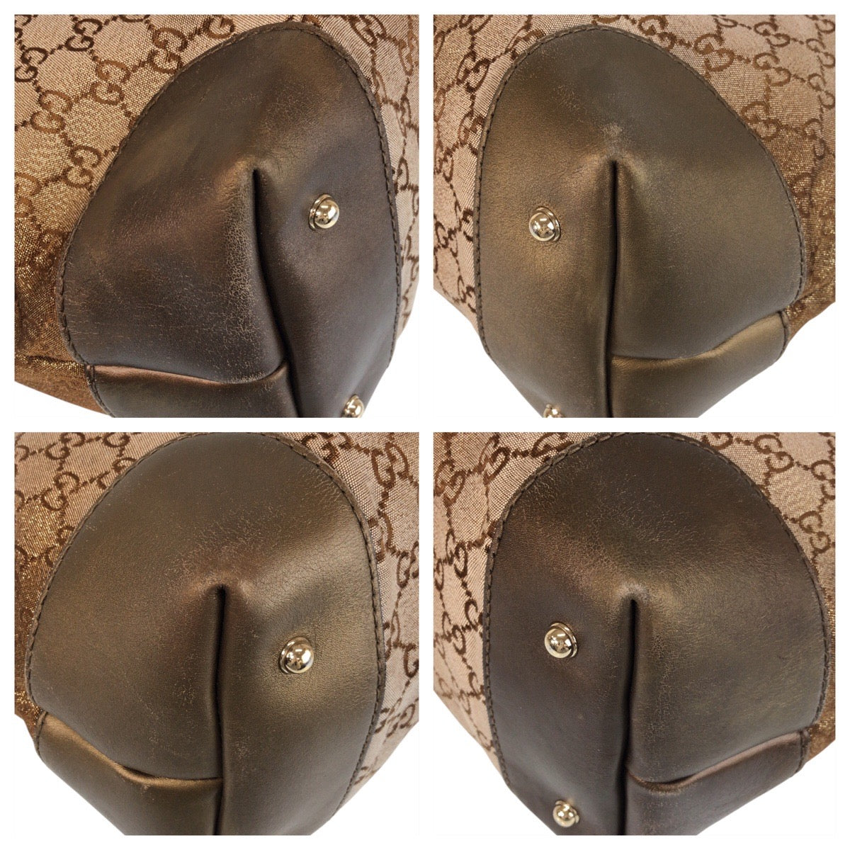 GUCCI Tote Bag 269956 GG canvas, leather Brown Gold Metal Tote Bag Shoulder Bag Women Used
