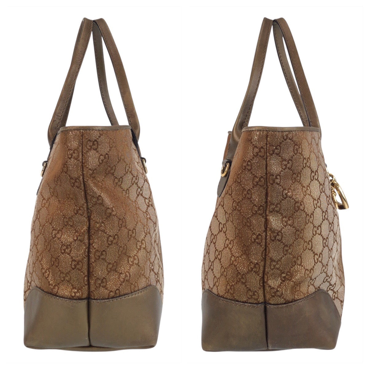 GUCCI Tote Bag 269956 GG canvas, leather Brown Gold Metal Tote Bag Shoulder Bag Women Used