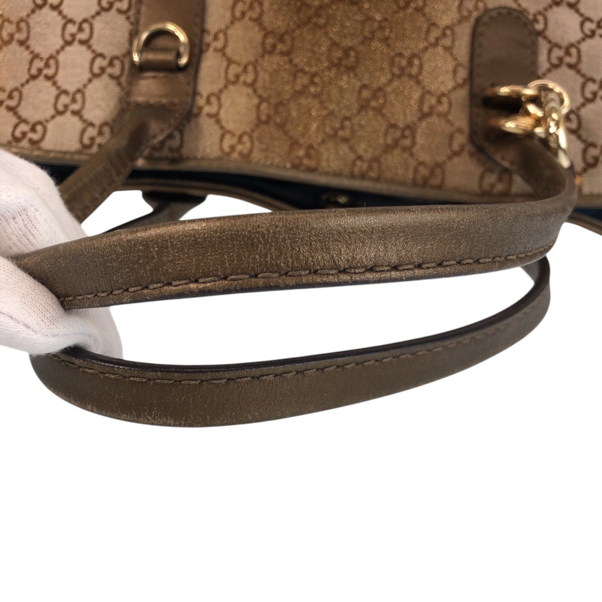 GUCCI Tote Bag 269956 GG canvas, leather Brown Gold Metal Tote Bag Shoulder Bag Women Used