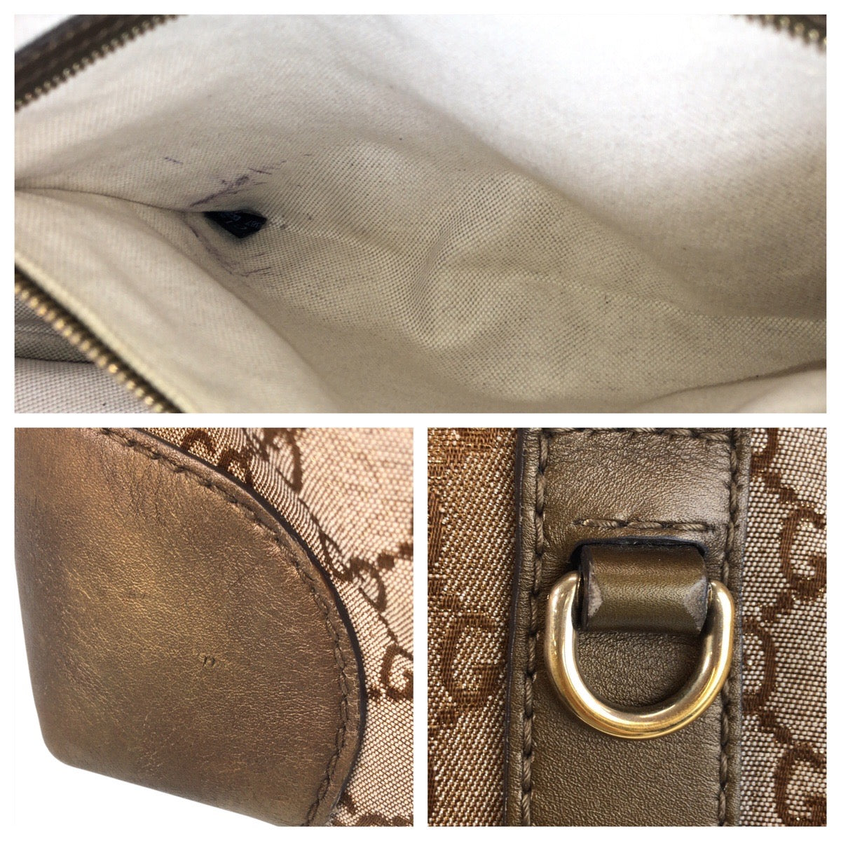 GUCCI Tote Bag 269956 GG canvas, leather Brown Gold Metal Tote Bag Shoulder Bag Women Used