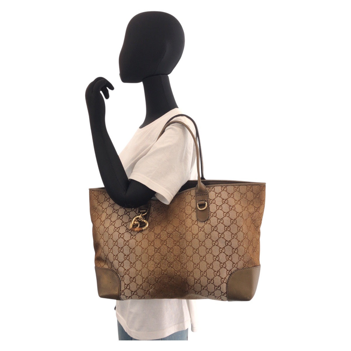 GUCCI Tote Bag 269956 GG canvas, leather Brown Gold Metal Tote Bag Shoulder Bag Women Used