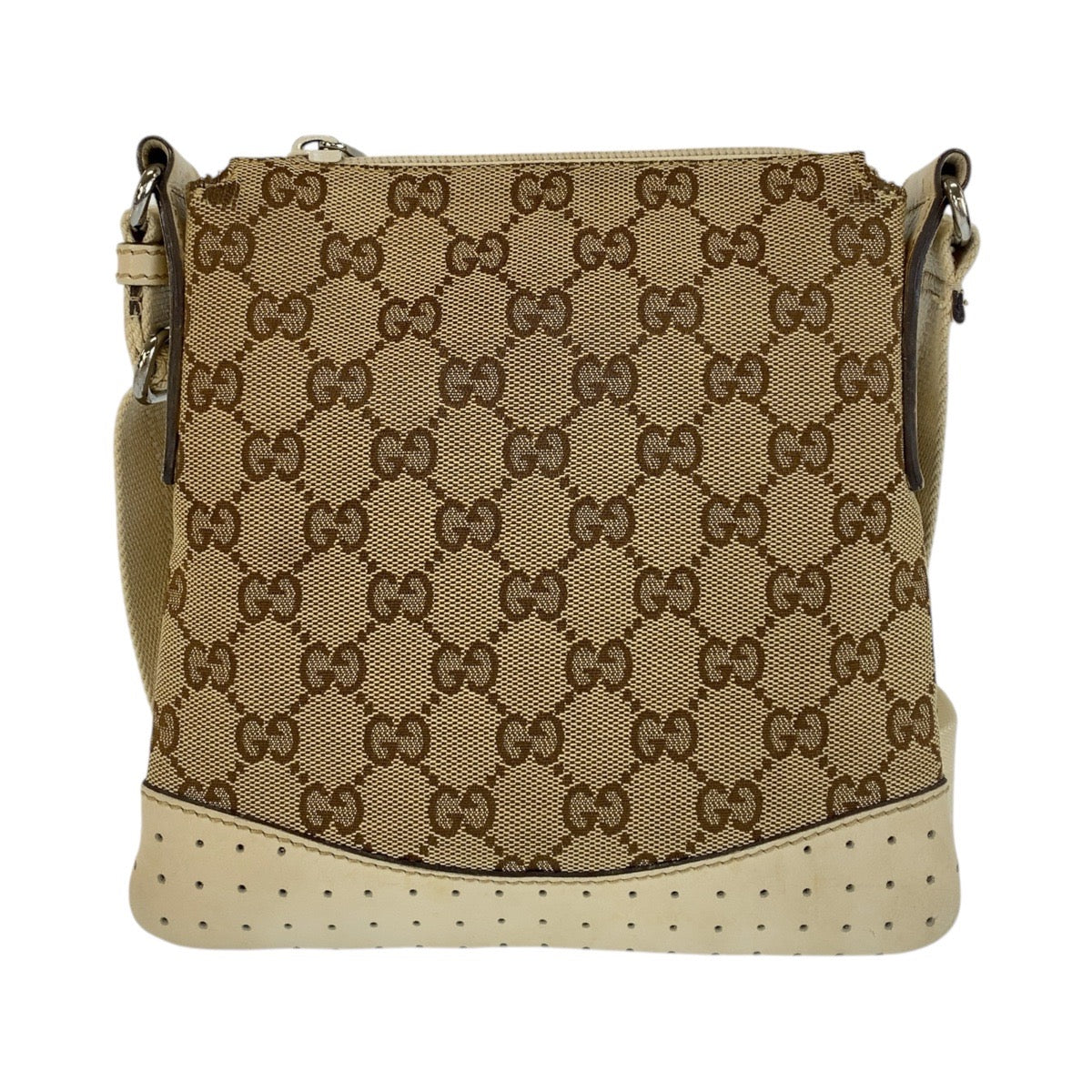 GUCCI Shoulder Bag 147671 GG canvas, leather Beige white Shoulder Bag pochette Women Used
