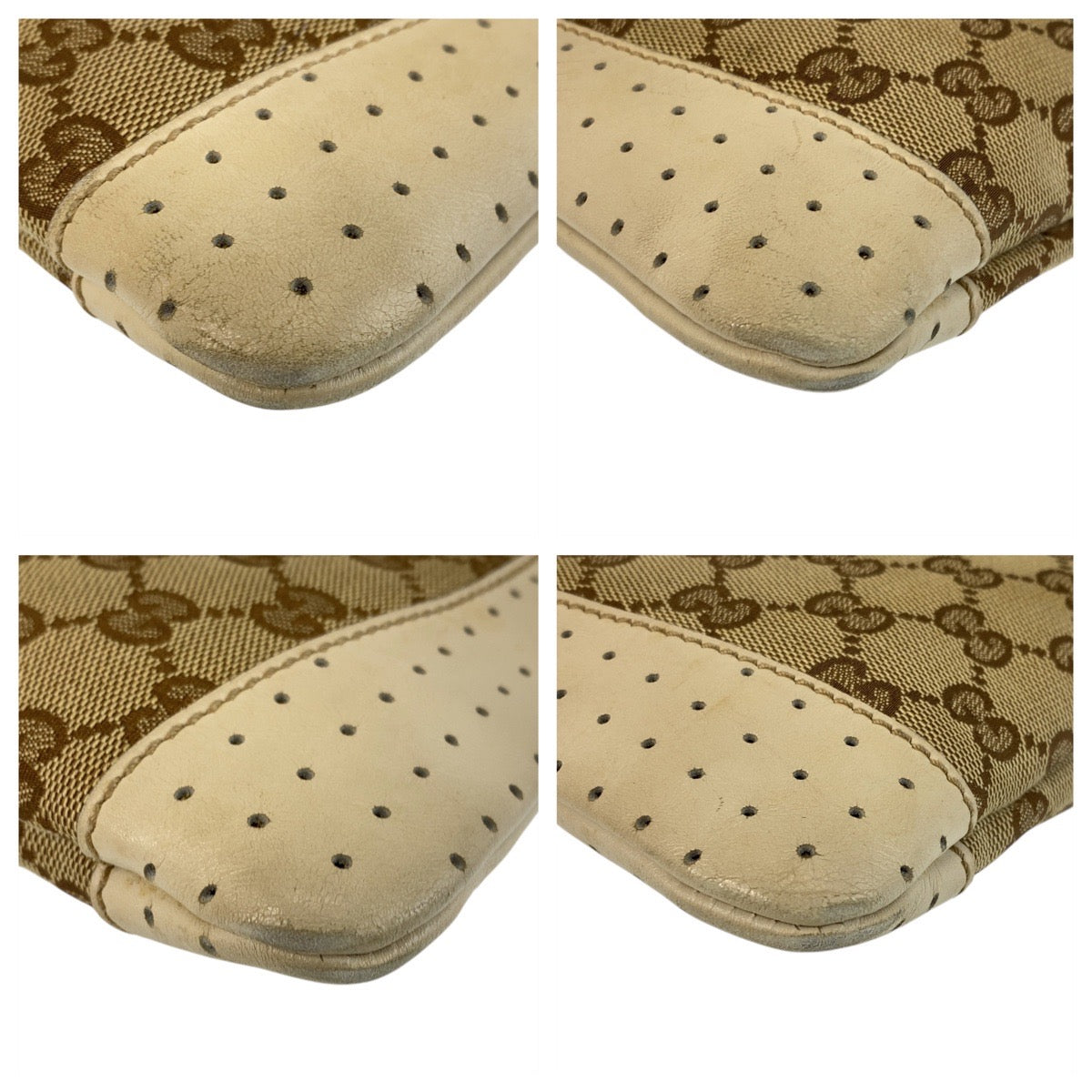 GUCCI Shoulder Bag 147671 GG canvas, leather Beige white Shoulder Bag pochette Women Used