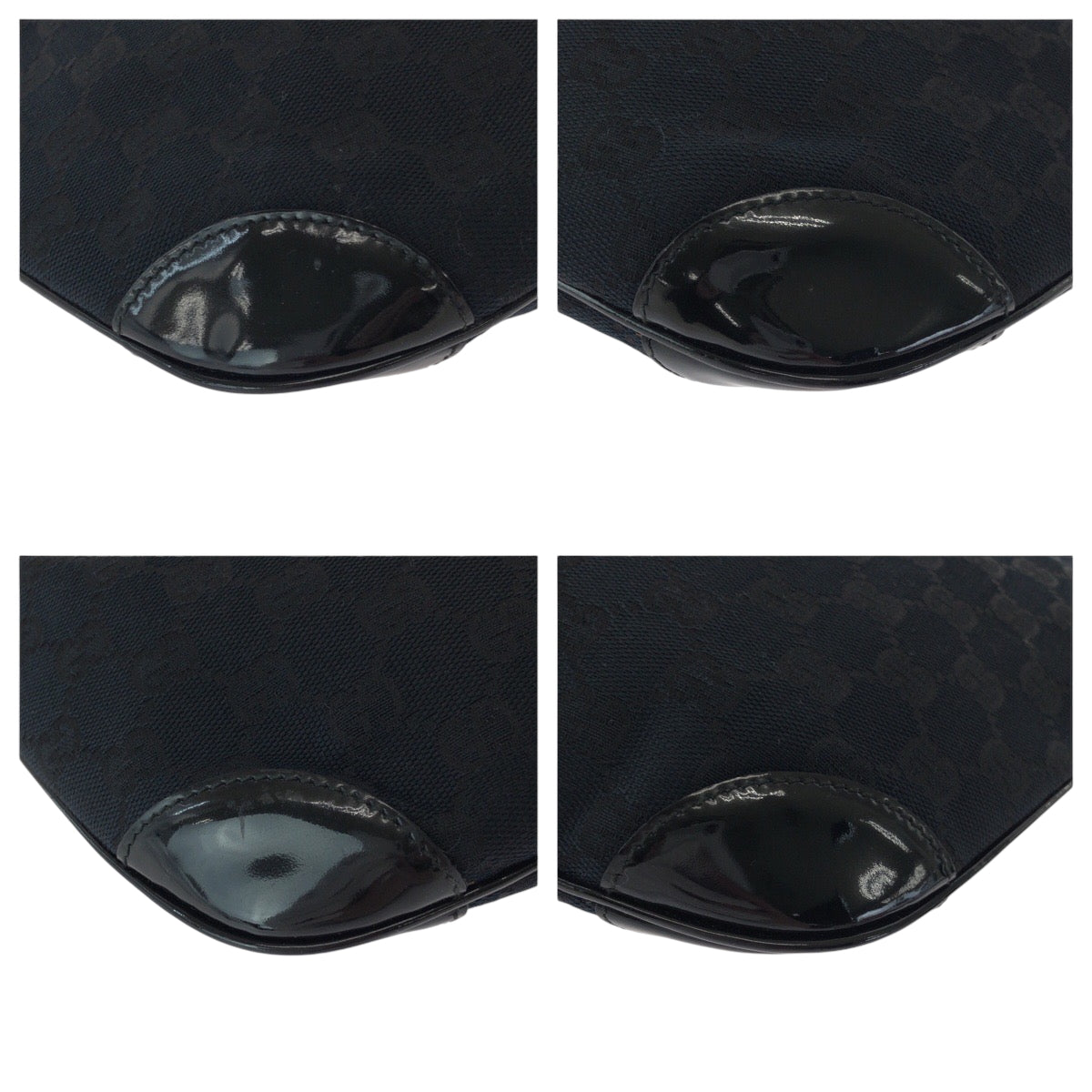 GUCCI Shoulder Bag 001 4158 GG canvas, enamel Black GoldMetal Hobo One Shoulder Bag Women Used