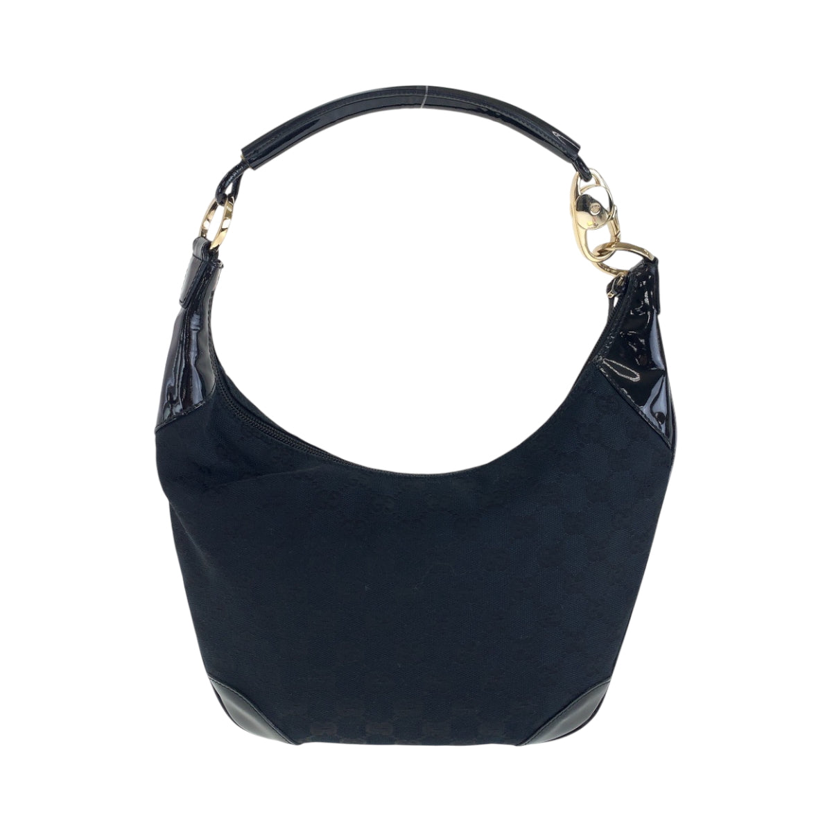 GUCCI Shoulder Bag 001 4158 GG canvas, enamel Black GoldMetal Hobo One Shoulder Bag Women Used