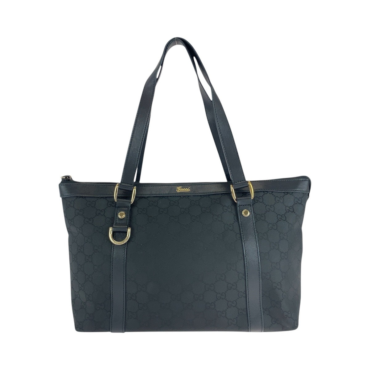 GUCCI Tote Bag 272399 GG canvas, leather Black GoldMetal Tote Bag Shoulder Bag Women Used