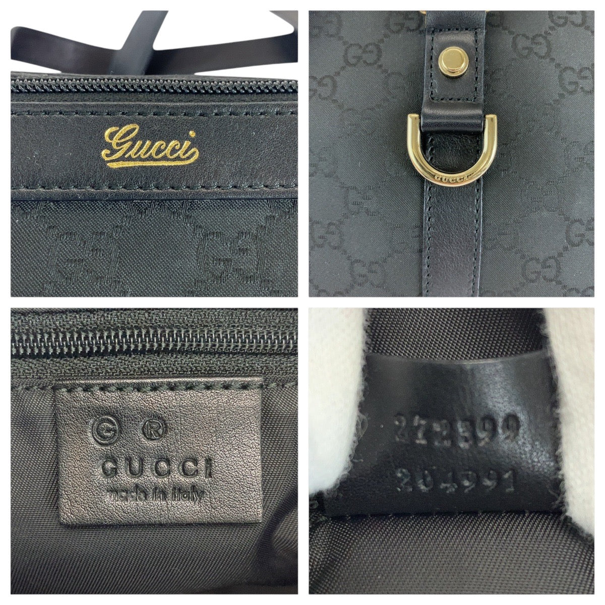 GUCCI Tote Bag 272399 GG canvas, leather Black GoldMetal Tote Bag Shoulder Bag Women Used