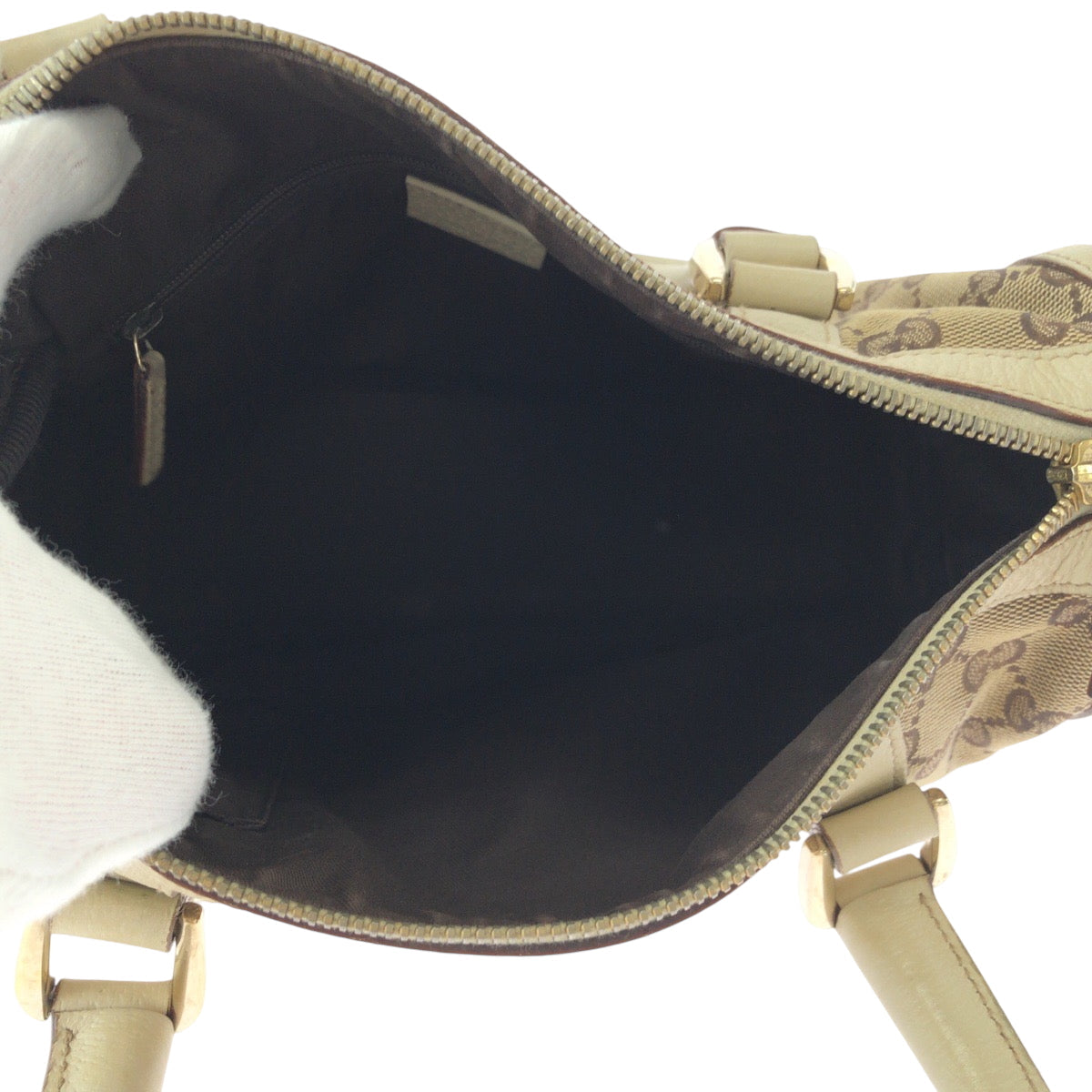 GUCCI Handbag 130942 GG canvas Beige Ivory Gold Metal Handbags Mini Boston Duffel bag Shoulder Bag Abbey Women Used