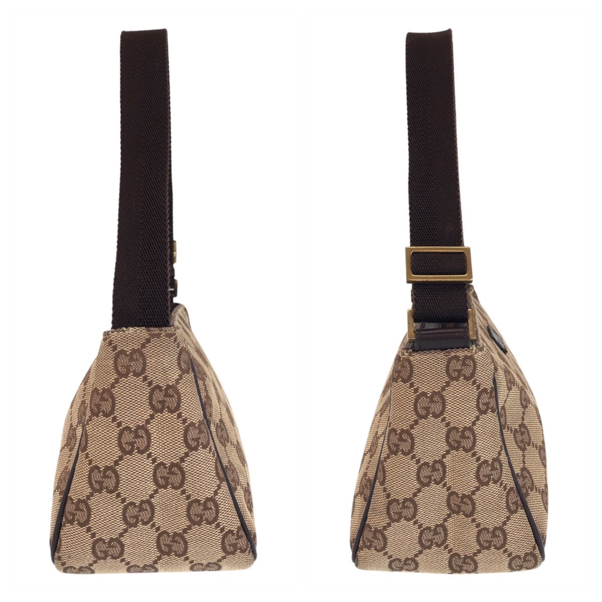 GUCCI Shoulder Bag 106644 GG canvas Brown Beige Gold Metal Shoulder Bag accessory pouch Women Used