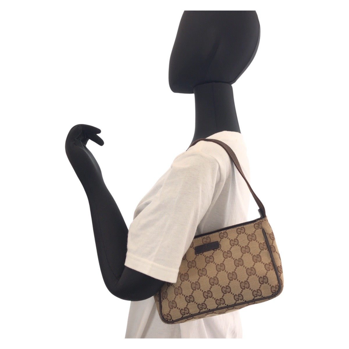 GUCCI Shoulder Bag 106644 GG canvas Brown Beige Gold Metal Shoulder Bag accessory pouch Women Used