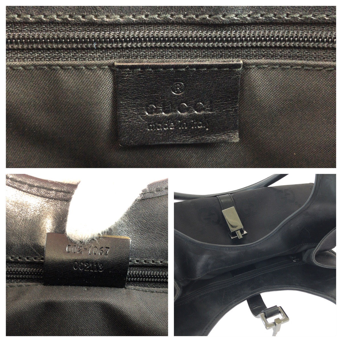 GUCCI Shoulder Bag 002 1067 GG canvas black Hobo One Shoulder Bag Jackie Women Used