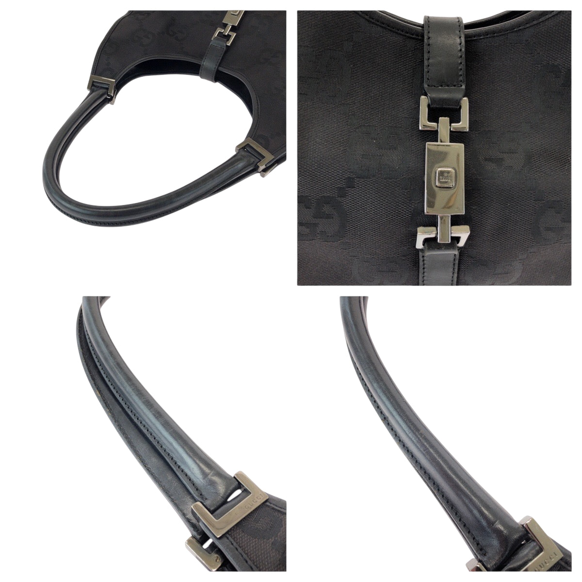 GUCCI Shoulder Bag 002 1067 GG canvas black Hobo One Shoulder Bag Jackie Women Used