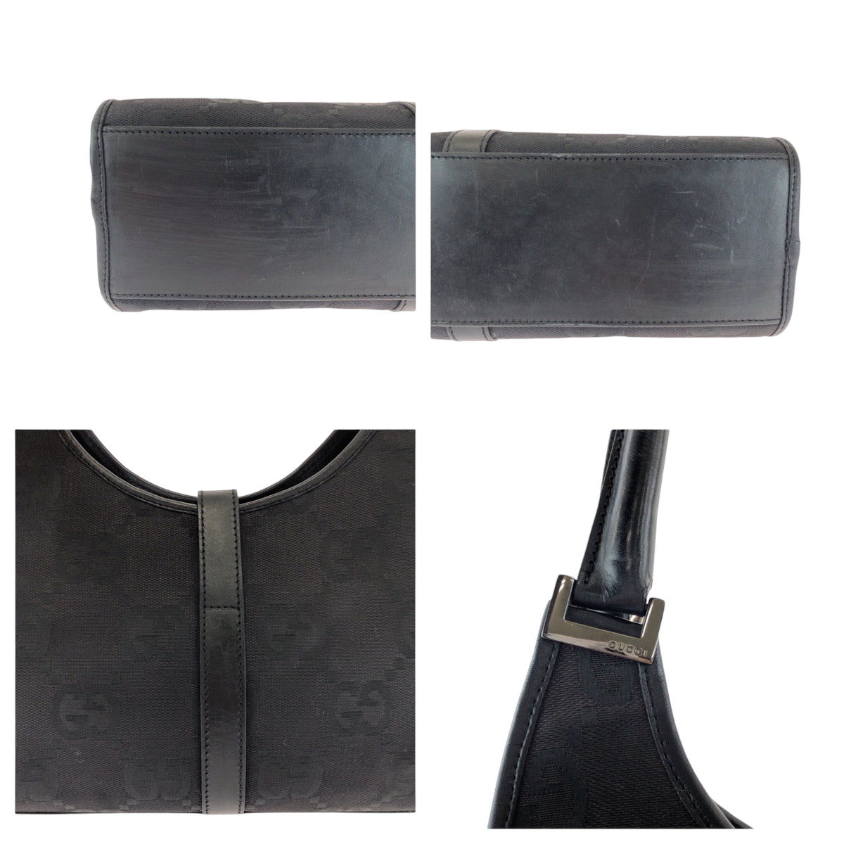 GUCCI Shoulder Bag 002 1067 GG canvas black Hobo One Shoulder Bag Jackie Women Used