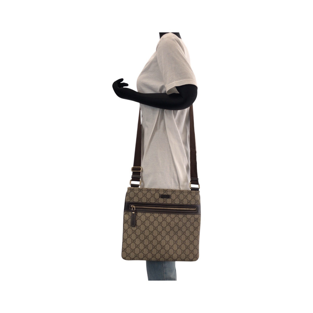 GUCCI Shoulder Bag 295257 GG Supreme canvas, leather Brown Gray Gold Metal Shoulder Bag pochette Women Used