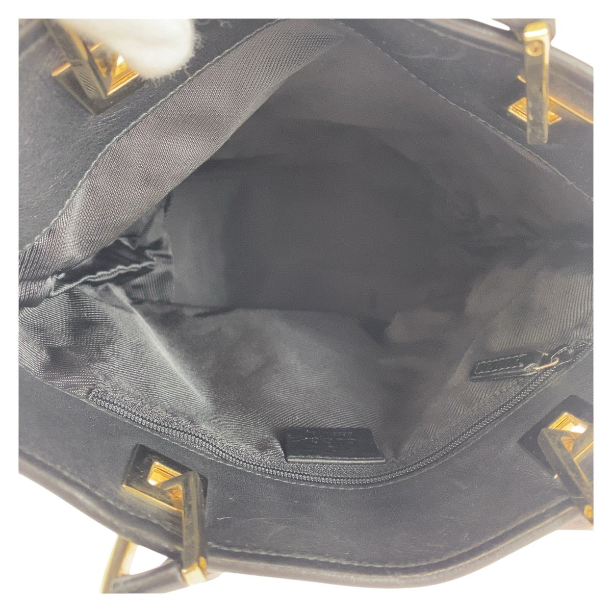 GUCCI Tote Bag 002 1099 GG canvas, leather Black GoldMetal Tote Bag Shoulder Bag Women Used