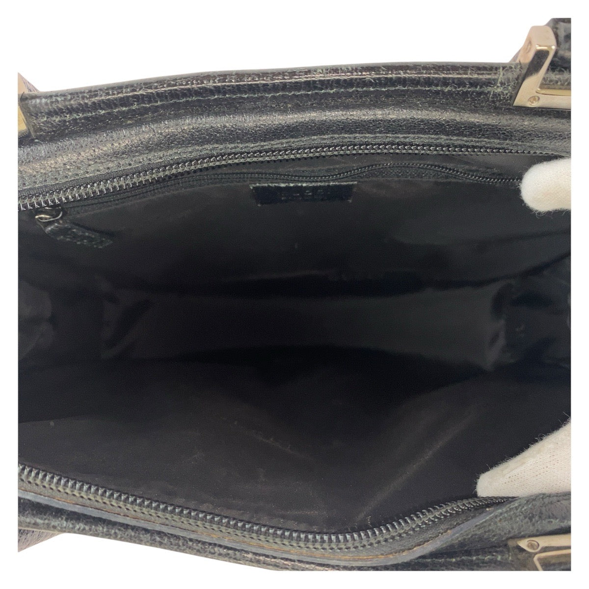 GUCCI Tote Bag 002 1071 leather Black SilverMetal Tote Bag handbag Jackie Women Used