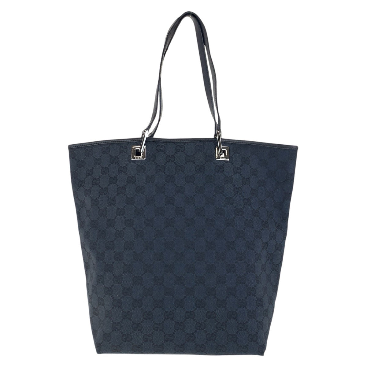 GUCCI Tote Bag 31243 GG canvas, leather Black Silver Metal Tote Bag Shoulder Bag Women Used