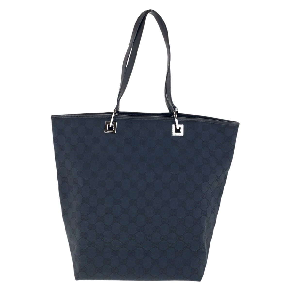 GUCCI Tote Bag 31243 GG canvas, leather Black Silver Metal Tote Bag Shoulder Bag Women Used