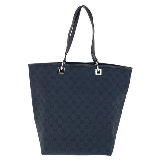 GUCCI Tote Bag 31243 GG canvas, leather Black Silver Metal Tote Bag Shoulder Bag Women Used