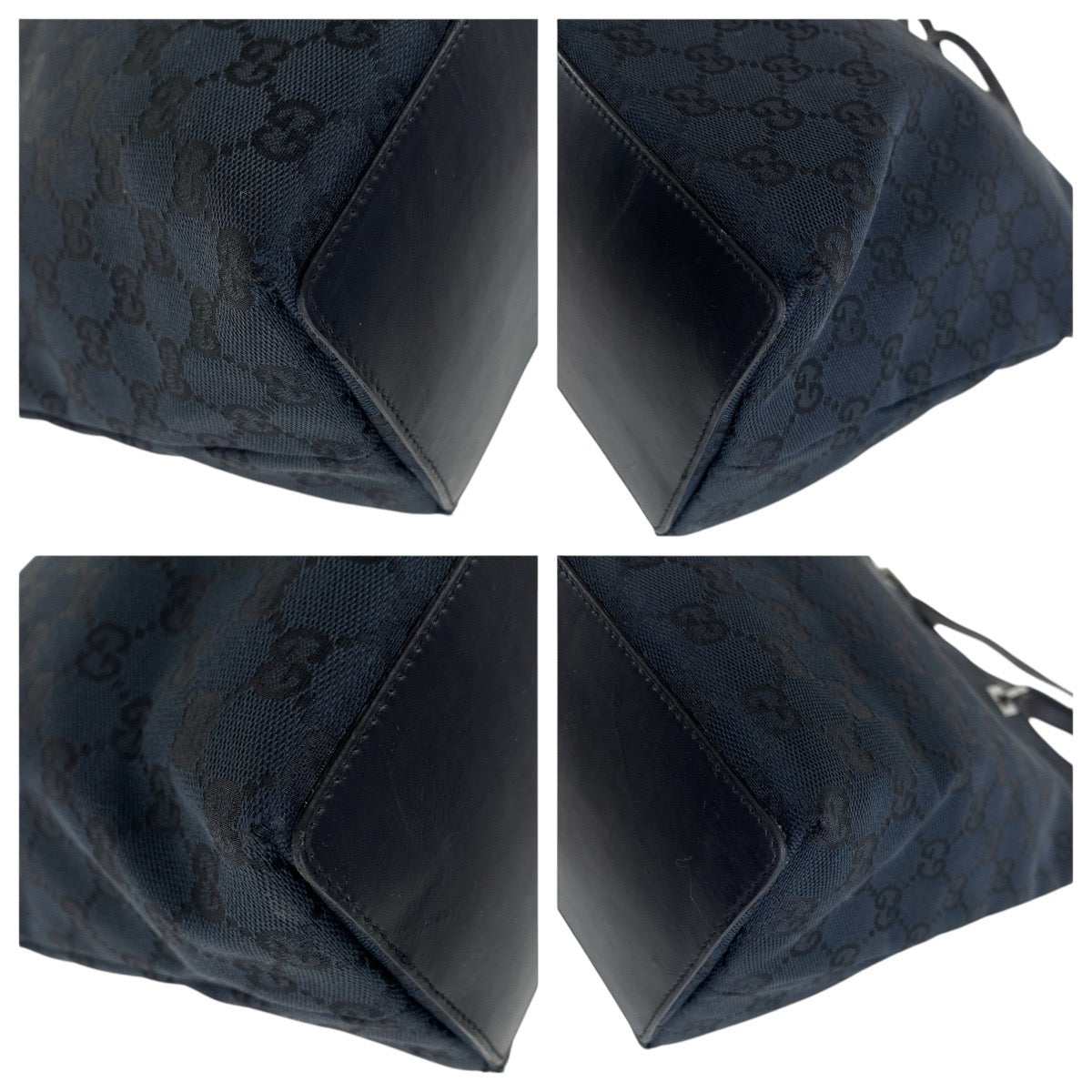 GUCCI Tote Bag 31243 GG canvas, leather Black Silver Metal Tote Bag Shoulder Bag Women Used
