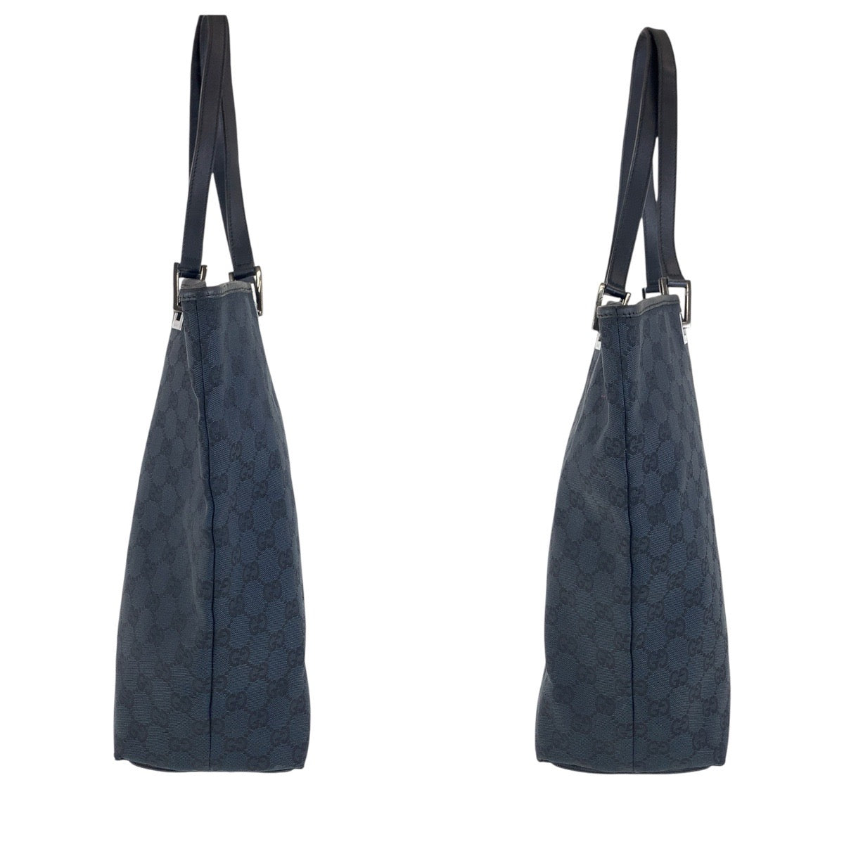 GUCCI Tote Bag 31243 GG canvas, leather Black Silver Metal Tote Bag Shoulder Bag Women Used