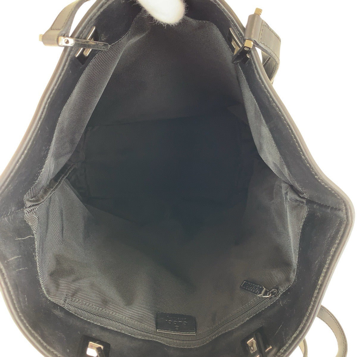 GUCCI Tote Bag 31243 GG canvas, leather Black Silver Metal Tote Bag Shoulder Bag Women Used